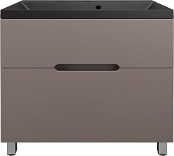 Style Line Тумба с кварцевой раковиной антрацит Матис 80 тауп темный – фотография-1